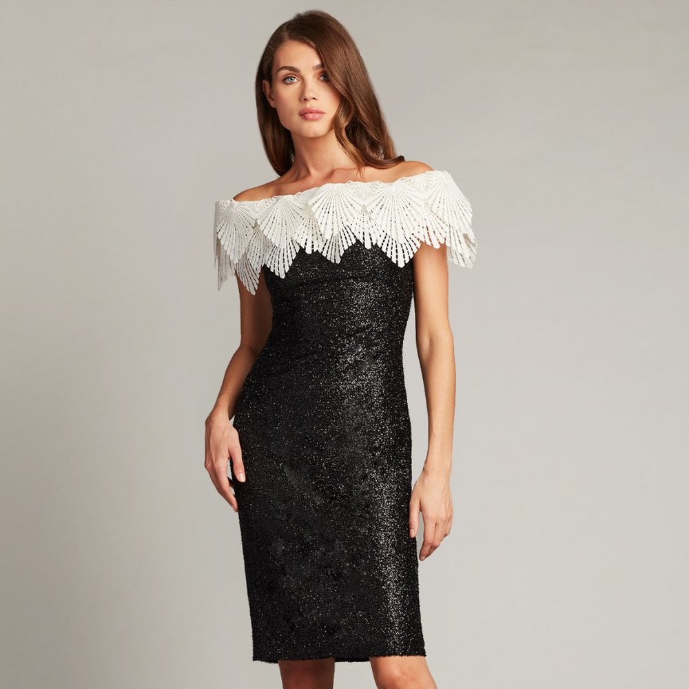 Tadashi Shoji off the shoulder formal Dress.